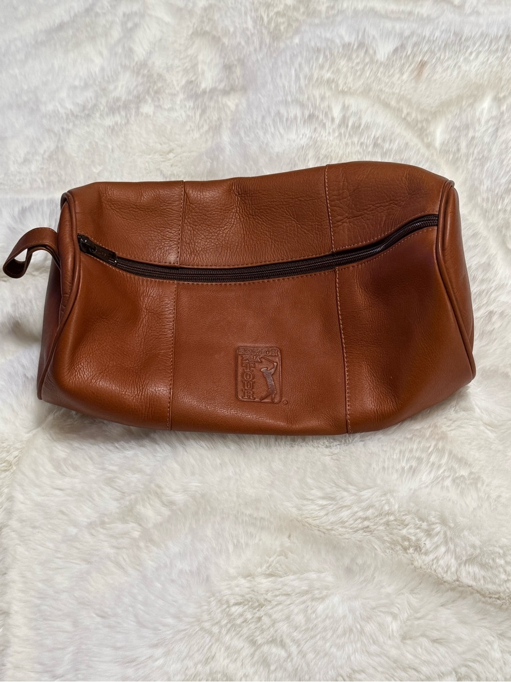Leather Travel Toiletry Senior PGA Tour Bag - Whisky Brown